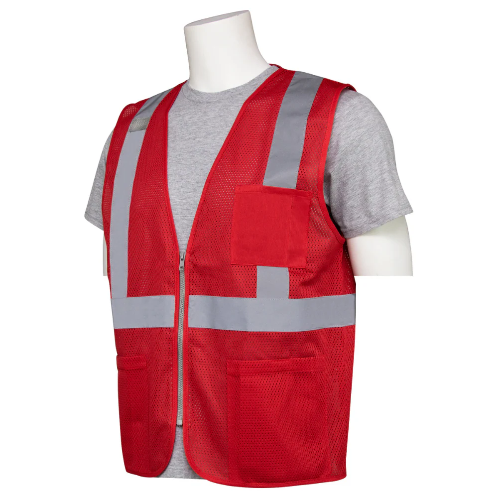 ERB Safety S863P Non Ansi Mesh Zip Vest (Red) Pack of 12 - Image 2