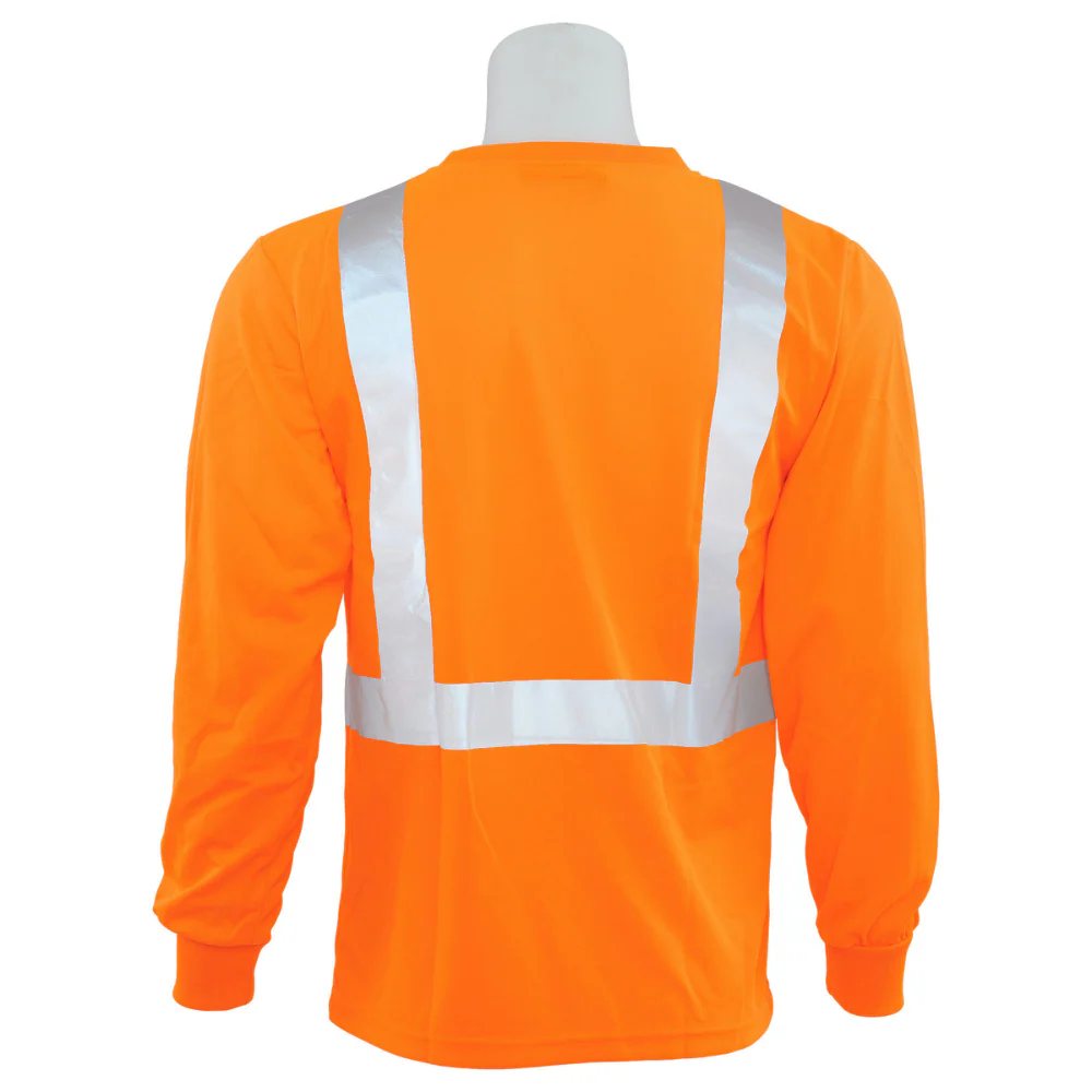 ERB Safety 9007S ANSI/ISEA Type R Class 2 Long Sleeved T-shirt (Hi-Viz Orange) Pack of 6 - Image 3