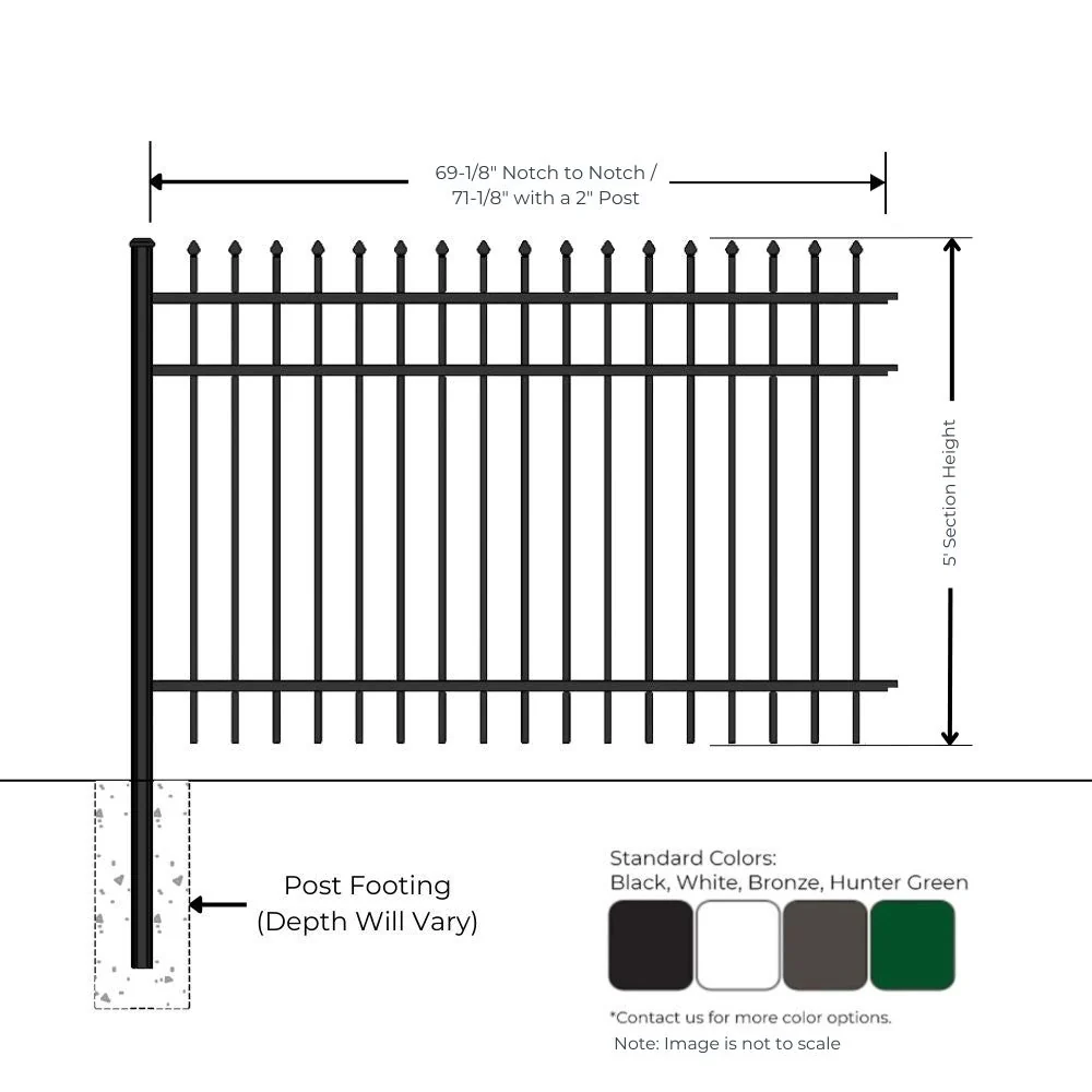 Commercial Fence 5’ H x 6’ W Aluminum Maine Style - iDeal - Image 4