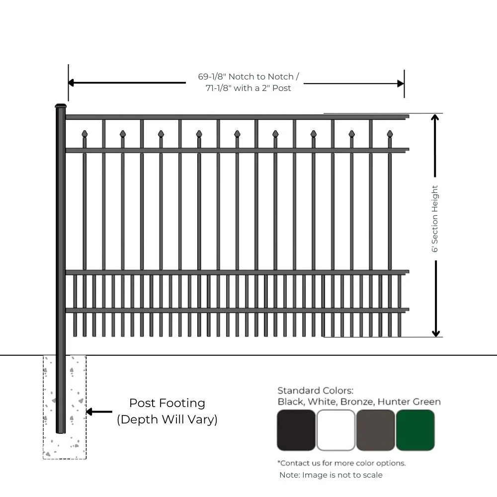 Commercial Fence 6’ H x 6’ W Aluminum Floridian Style - iDeal - Image 4