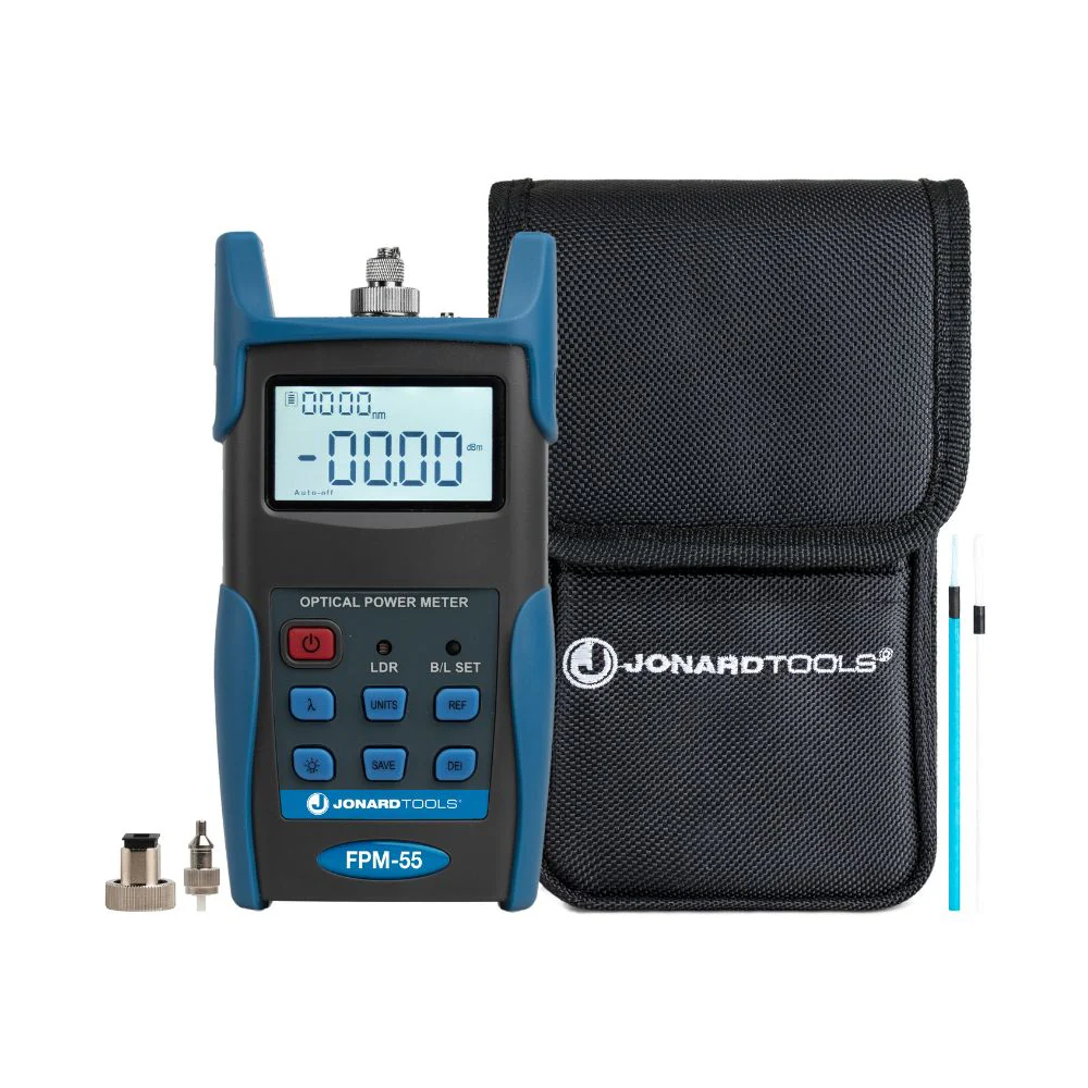 Jonard Tools Fiber Optic Power Meter with Data Storage (-50 to +26 dBm) and FC/SC/LC Adapters | JON-FPM-55