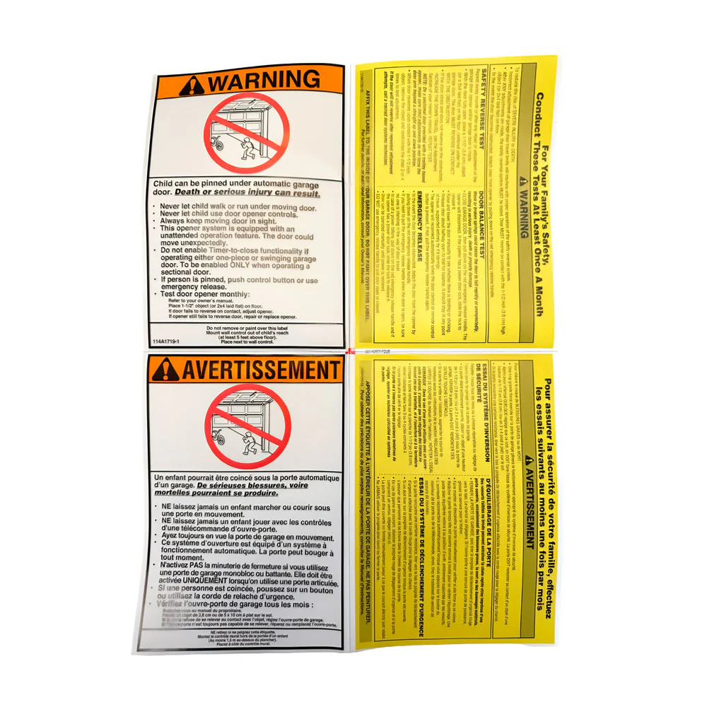LiftMaster 041A1719-1-1720-18 Warning Labels (GDO, Qty. 10)
