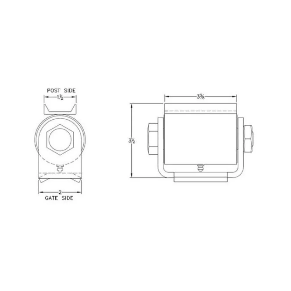 LiftMaster Heavy Duty Roller Cage Bearing (Hinge Flat to Gate, Round to Post) -Sold in Pairs | LIF-2015Z - Image 2