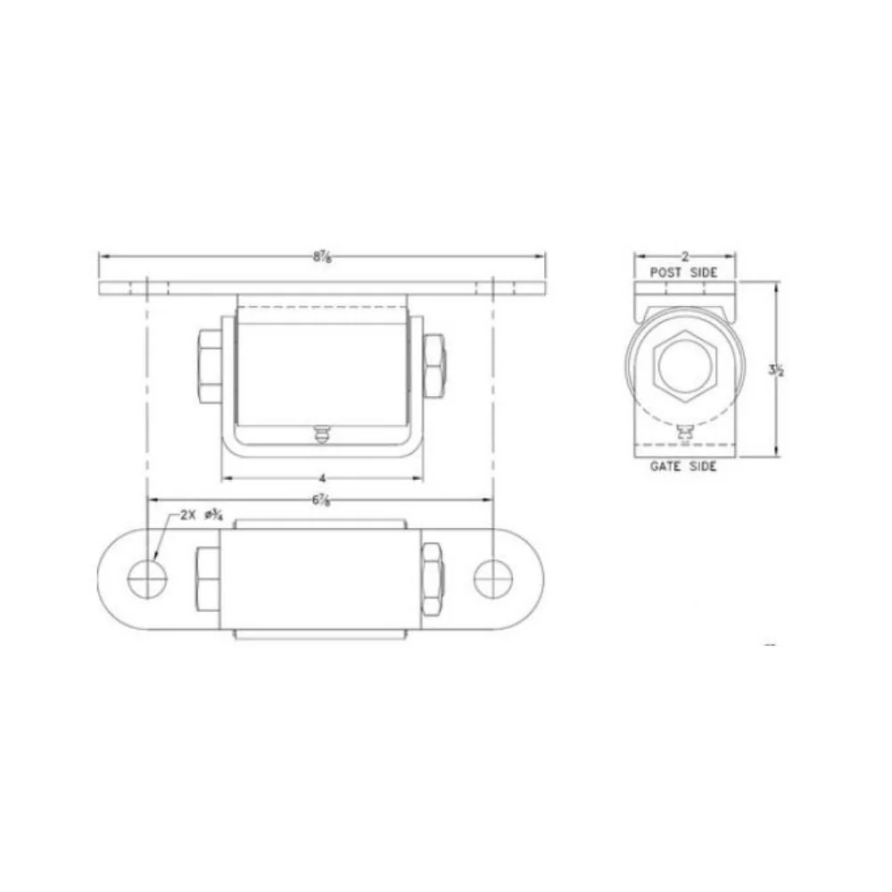 LiftMaster Heavy Duty Roller Cage Bearing Hinge Flat to Gate, Bolt to Post | LIF-2025P - Image 2