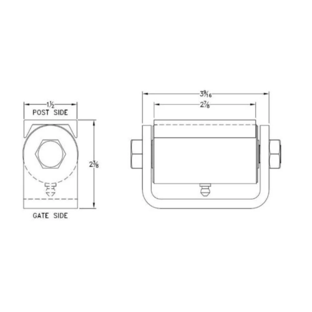 LiftMaster Duty Roller Cage Bearing Hinge - Round Mount, Prime Coated (Sold in pair) | LIF-2110P - Image 2