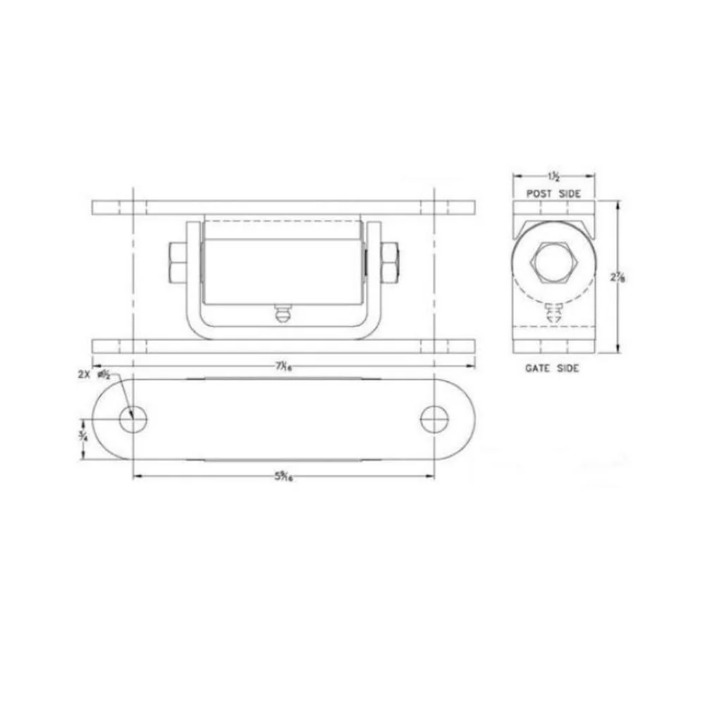 LiftMaster STD Duty Roller Cage Bearing Hinge Bolt to Gate, Bolt to Post LIF-2150B - Image 2