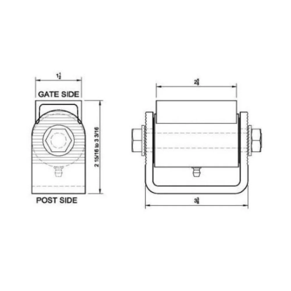 LiftMaster STD Duty Adjustable Roller Cage Bearing Hinge Round Mount, Both Sides - Sold in Pairs | LIF-3110P - Image 2