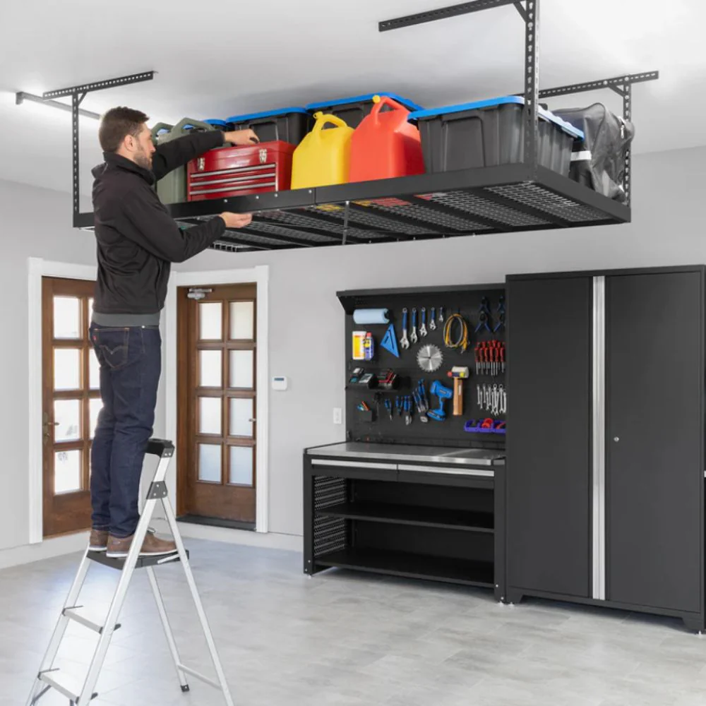 NewAge Products VersaRac Pro 4'x8' Height-Adjustable Overhead Rack - Black | NEW-41200 - Image 10