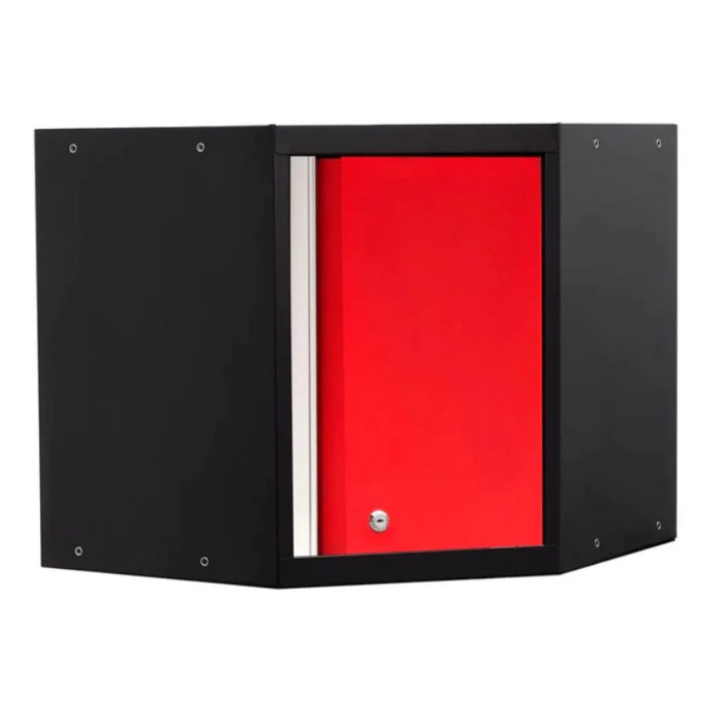 NewAge Products Pro Series Corner Wall Cabinet - Black Frame with Red Door | NEW-52201