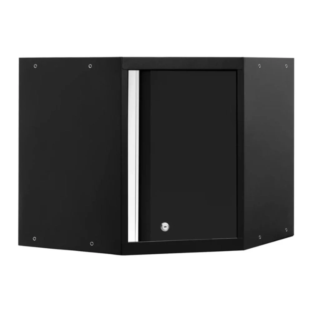 NewAge Products Pro Series Corner Wall Cabinet - Black Frame with Black Door | NEW-52801