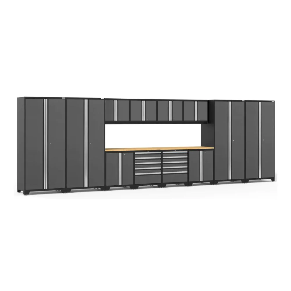 NewAge Products Pro Series 14 Piece Cabinet Set (Black Frame with Gray Door)