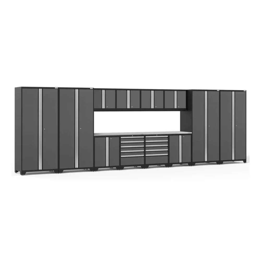 NewAge Products Pro Series 14 Piece Cabinet Set (Black Frame with Gray Door) - Image 2