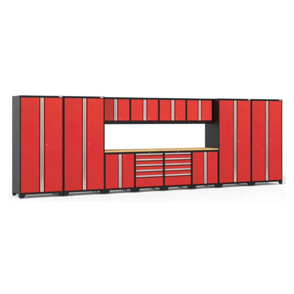 NewAge Products Pro Series 14 Piece Cabinet Set (Black Frame with Red Door)