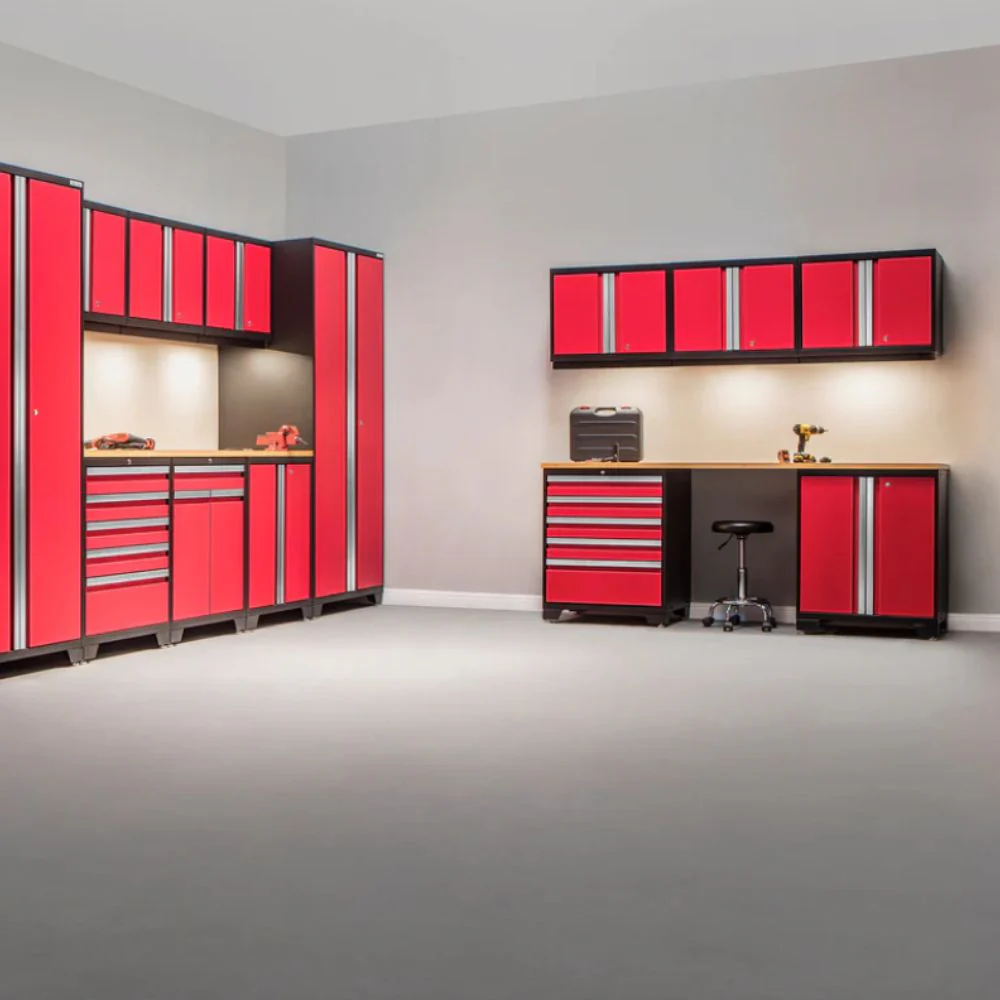 NewAge Products Pro Series 14 Piece Cabinet Set (Black Frame with Red Door) - Image 3