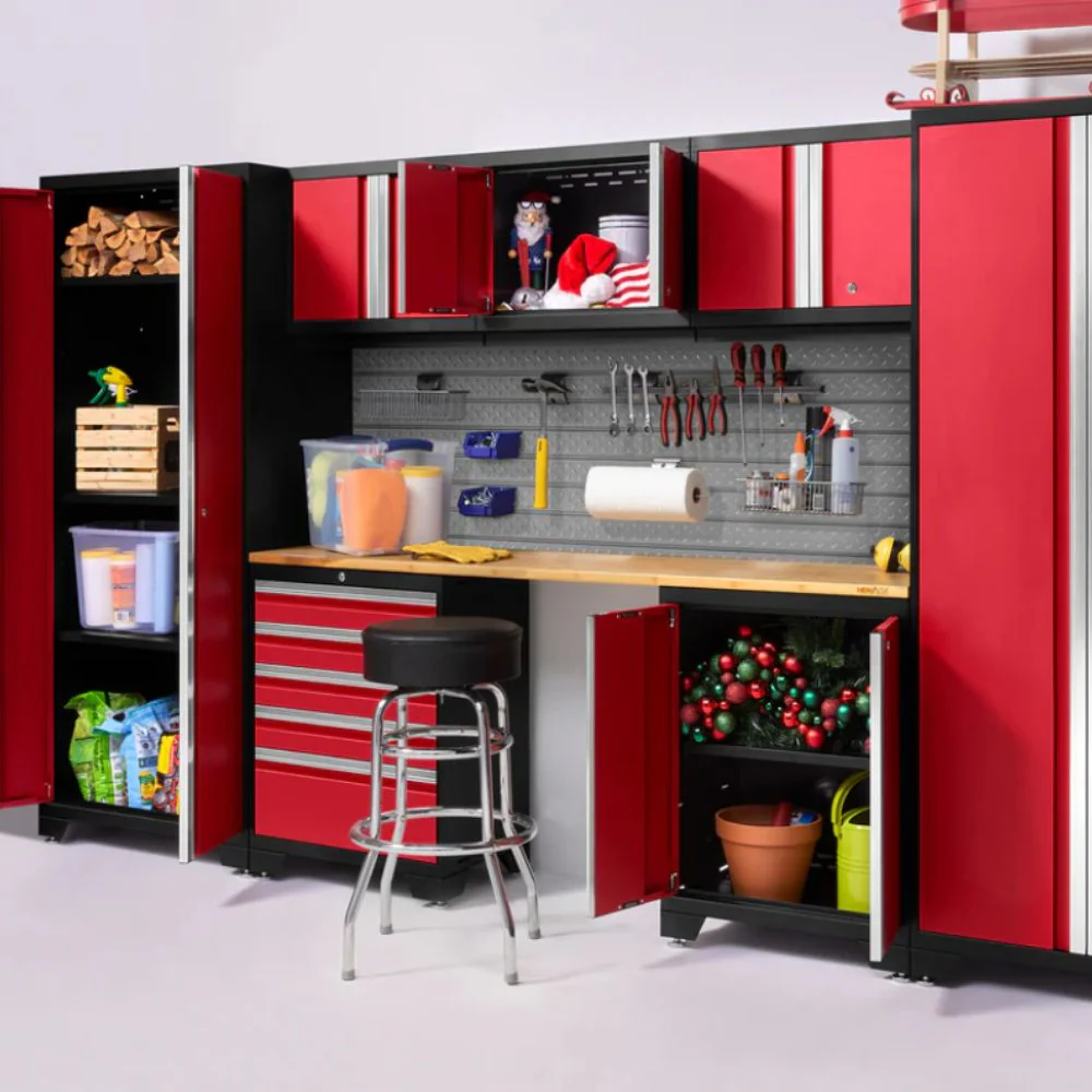 NewAge Products Pro Series 14 Piece Cabinet Set (Black Frame with Red Door) - Image 4