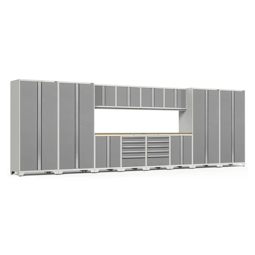 NewAge Products Pro Series 14 Piece Cabinet Set (White Frame with Platinum Door)