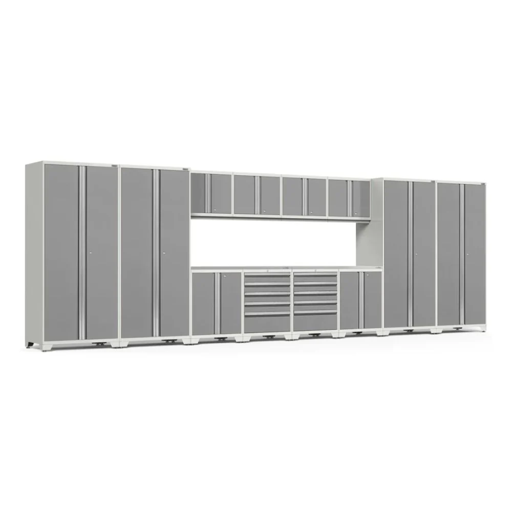 NewAge Products Pro Series 14 Piece Cabinet Set (White Frame with Platinum Door) - Image 2