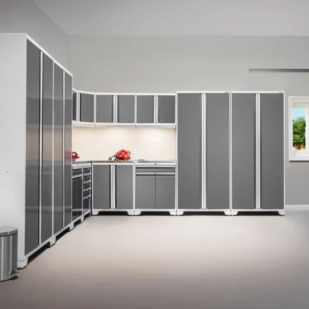 NewAge Products Pro Series 14 Piece Cabinet Set (White Frame with Platinum Door) - Image 3
