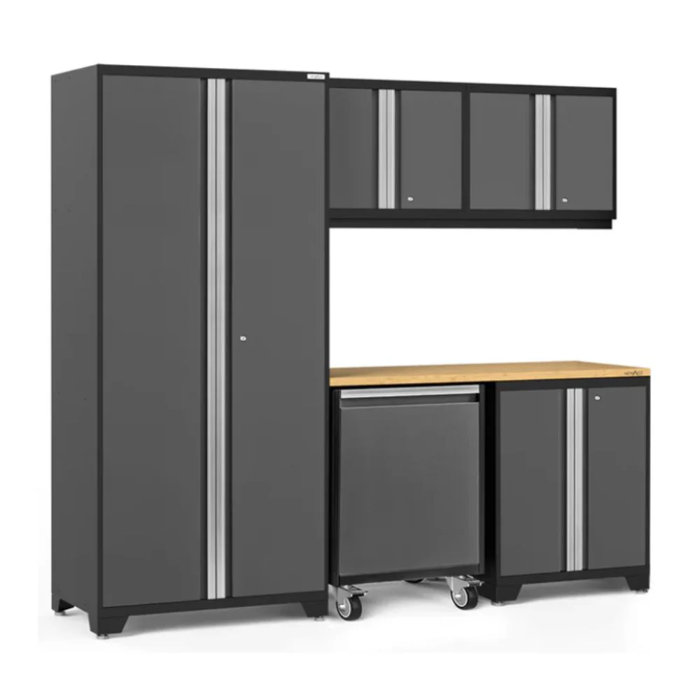 NewAge Products Pro Series 6 Piece Cabinet Set - Black Frame/Gray Door