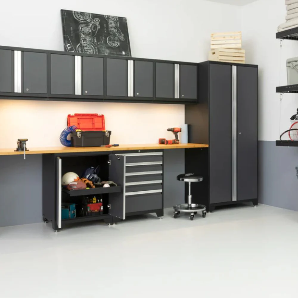 NewAge Products Pro Series 6 Piece Cabinet Set - Black Frame/Gray Door - Image 10