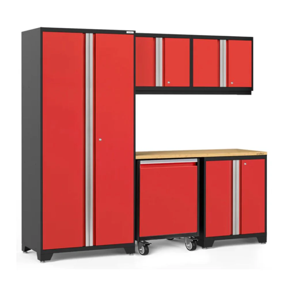NewAge Products Pro Series 6 Piece Cabinet Set - Black Frame/Red Door