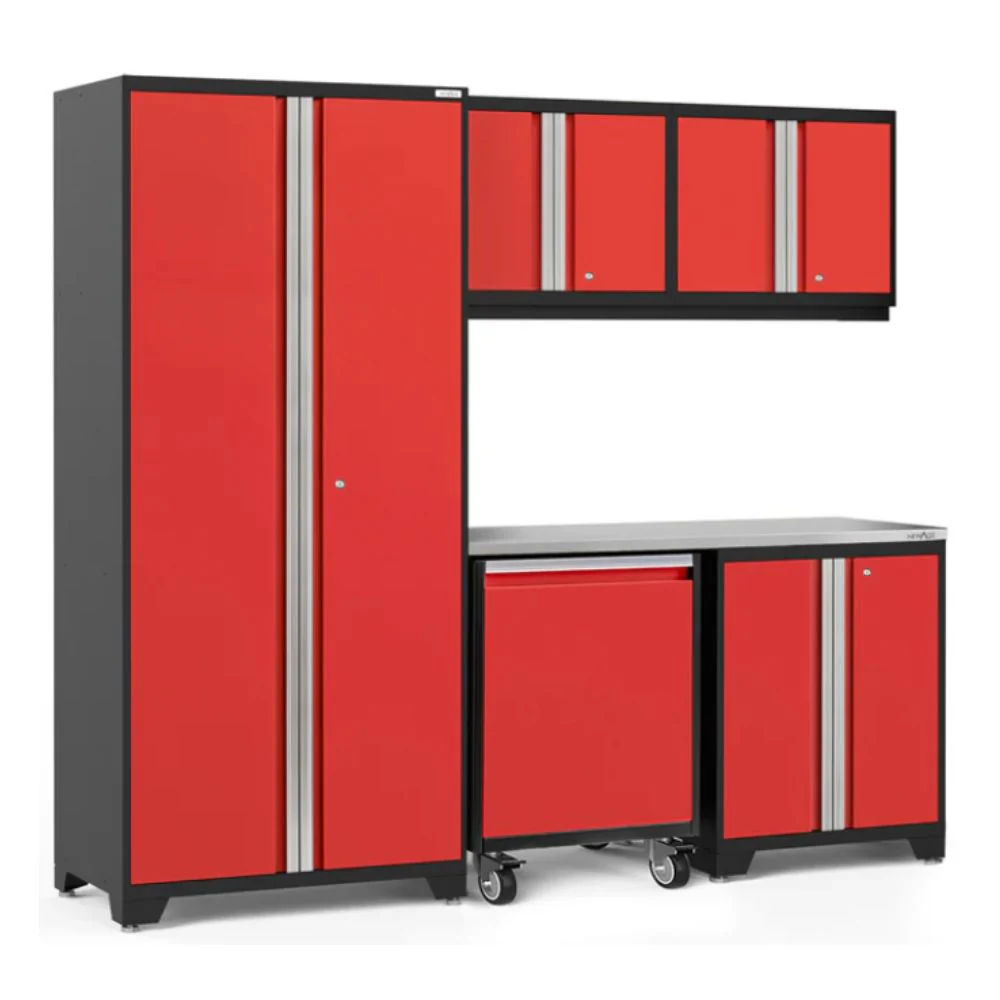 NewAge Products Pro Series 6 Piece Cabinet Set - Black Frame/Red Door - Image 2