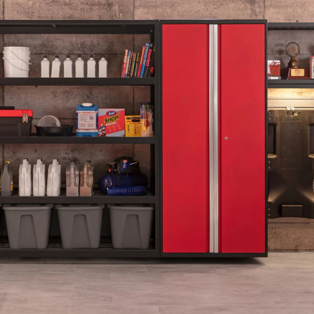 NewAge Products Pro Series 6 Piece Cabinet Set - Black Frame/Red Door - Image 6