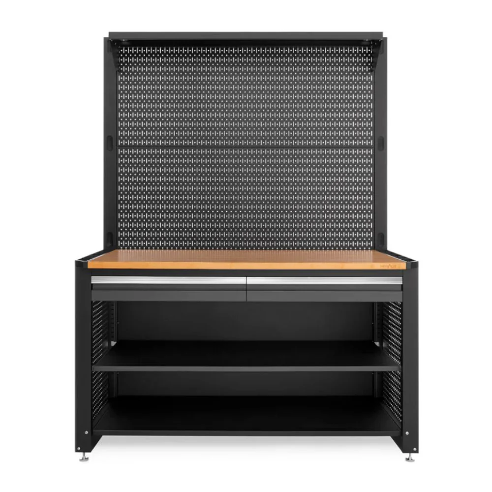 NewAge Products Pro Series 62" Workstation - Black Frame/Gray Door with 30-pc. Accessory Kit
