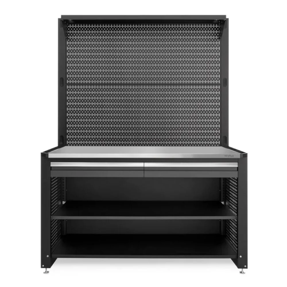 NewAge Products Pro Series 62" Workstation - Black Frame/Gray Door with 30-pc. Accessory Kit - Image 3