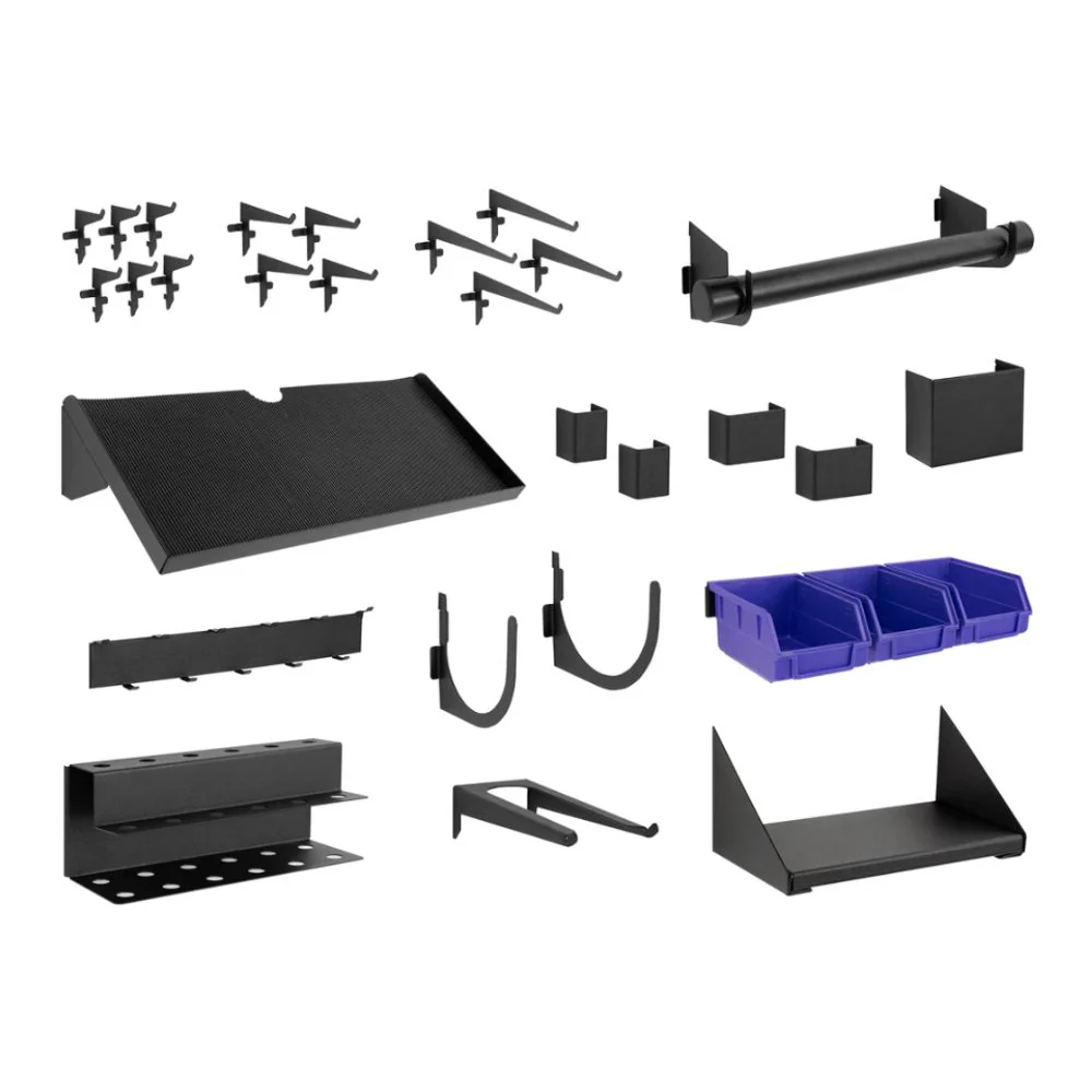 NewAge Products Pro Series 62" Workstation - Black Frame/Gray Door with 30-pc. Accessory Kit - Image 6