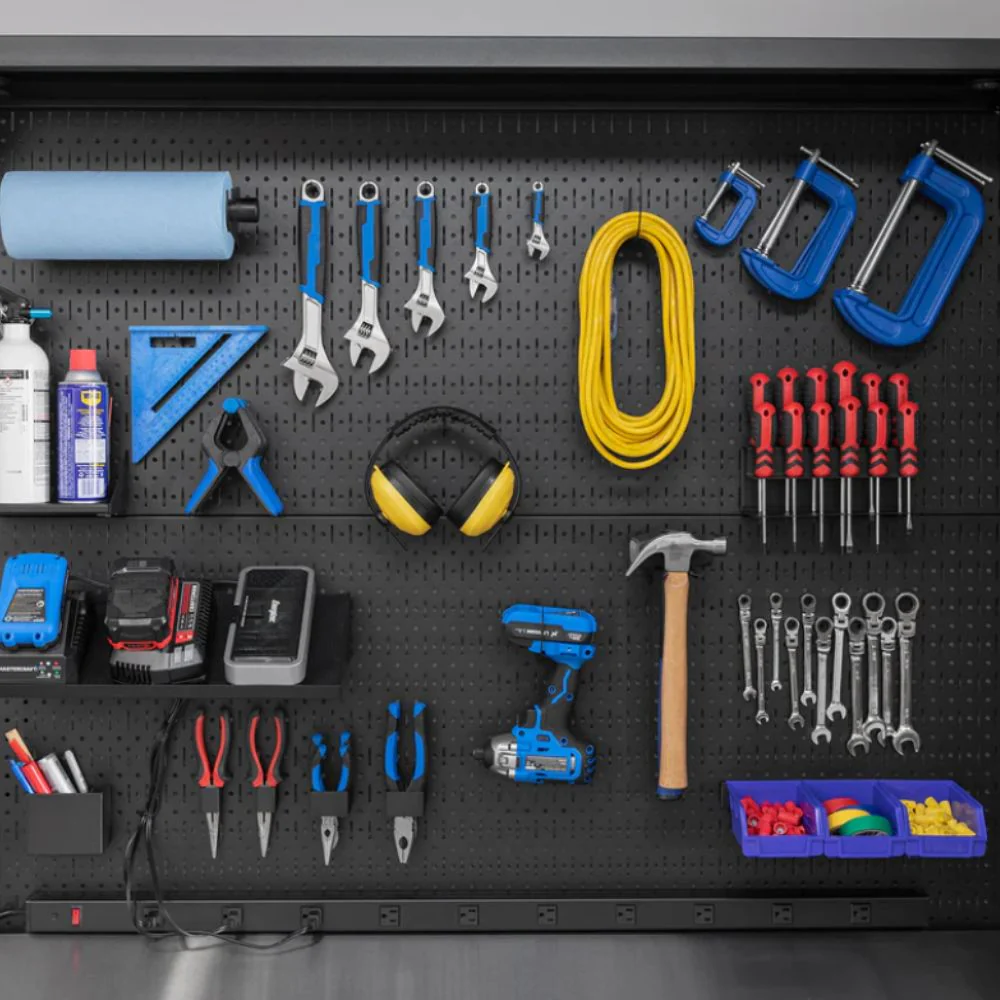 NewAge Products Pro Series 62" Workstation - Black Frame/Gray Door with 30-pc. Accessory Kit - Image 9