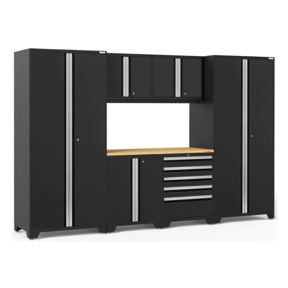 NewAge Products Pro Series 7 Piece Cabinet Set (Black Frame with Black Door)