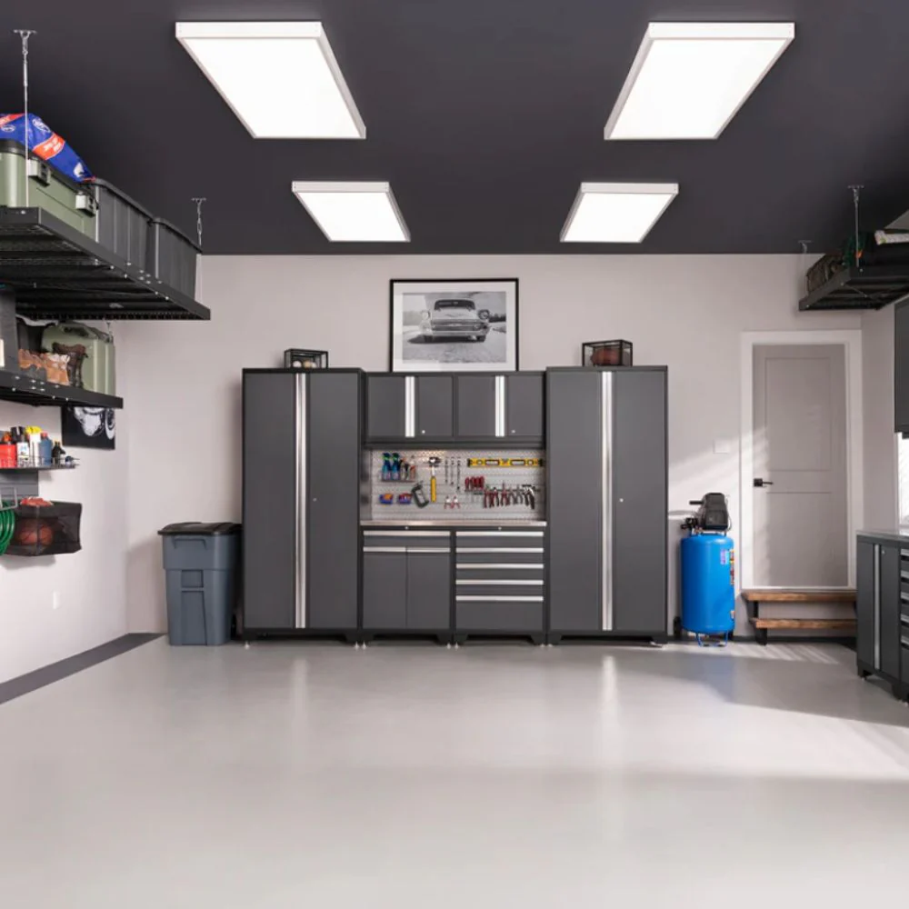 NewAge Products Pro Series 7 Piece Cabinet Set - Black Frame /Gray Door - Image 3