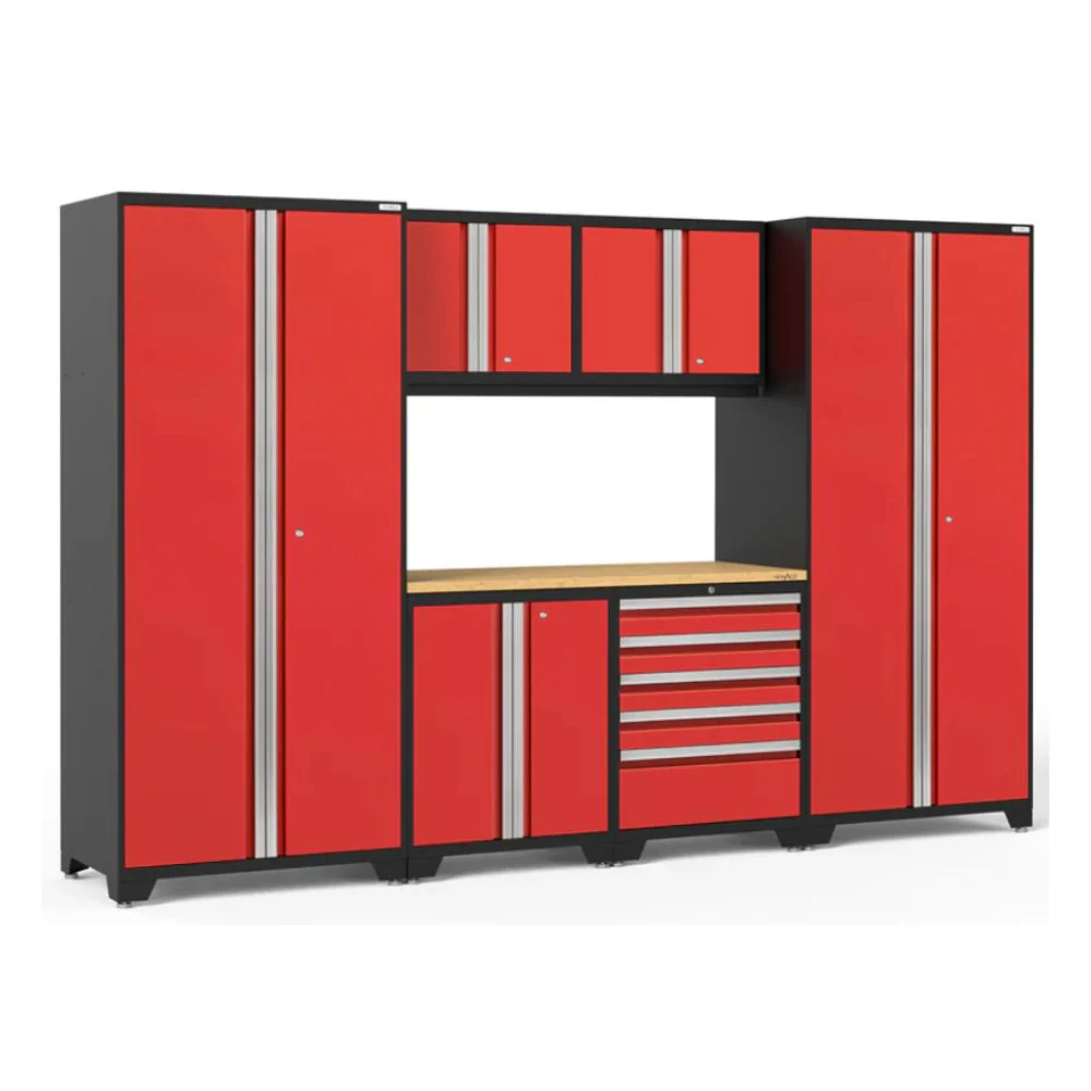 NewAge Products Pro Series 7 Piece Cabinet Set - Black Frame/Red Door