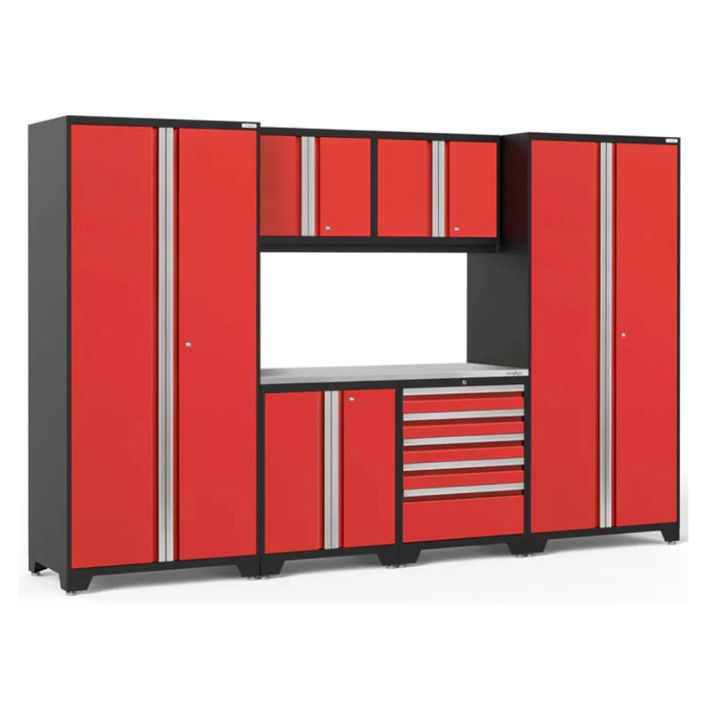 NewAge Products Pro Series 7 Piece Cabinet Set - Black Frame/Red Door - Image 2