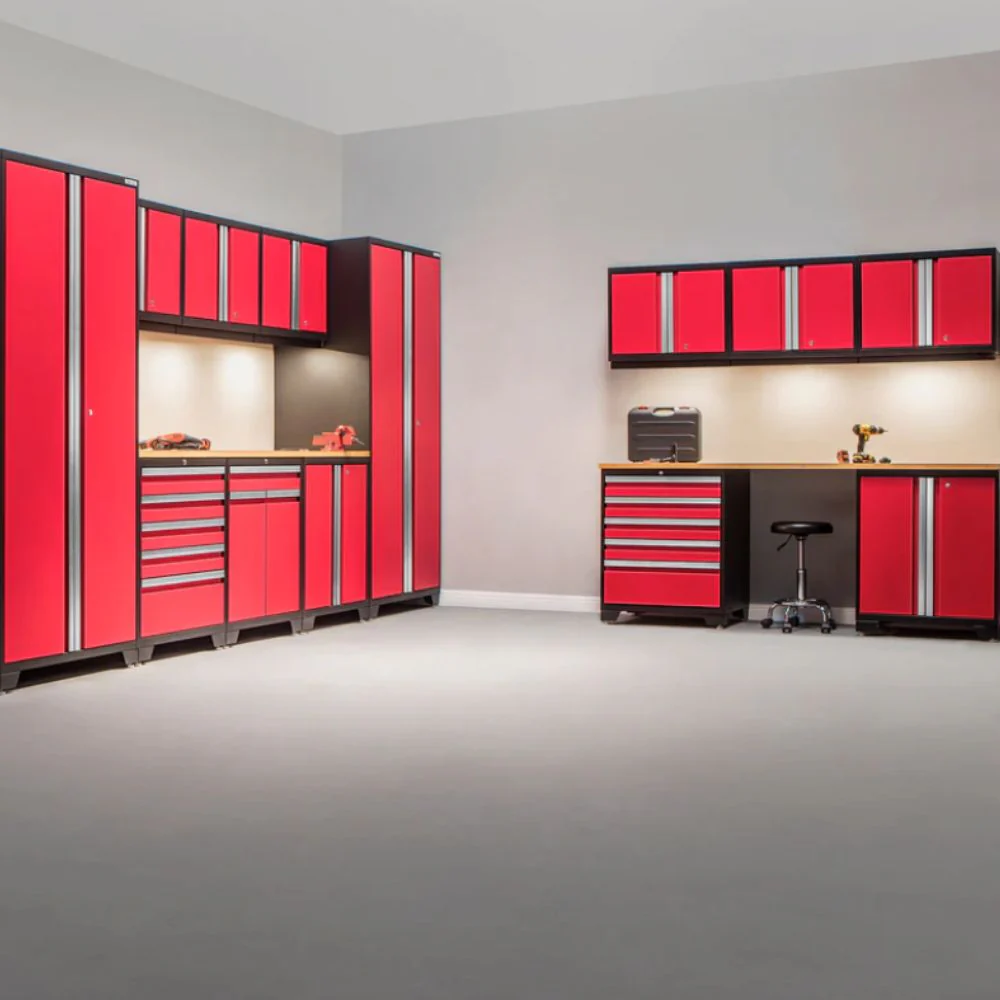 NewAge Products Pro Series 7 Piece Cabinet Set - Black Frame/Red Door - Image 3