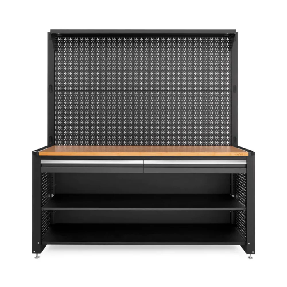 NewAge Products Pro Series 78" Workstation - Black Frame with Gray Door with 30-pc. Accessory Kit