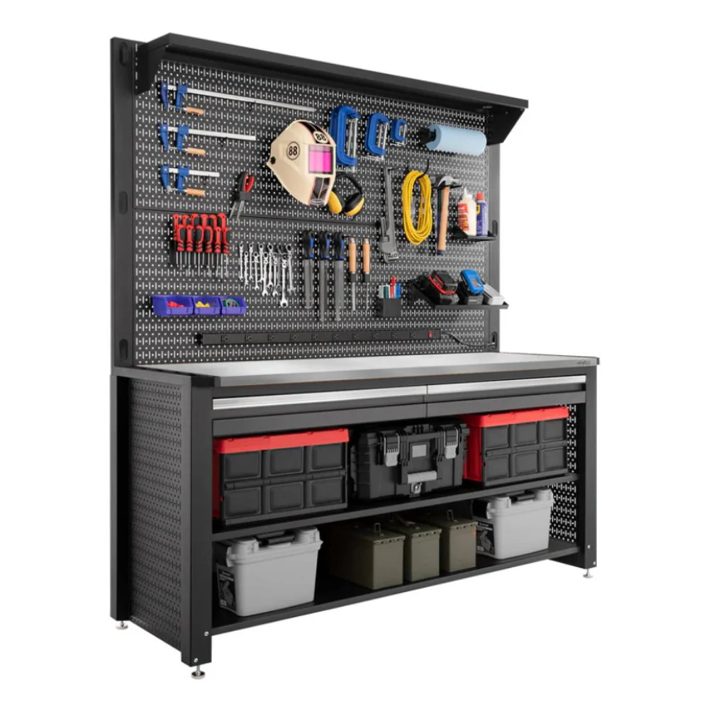 NewAge Products Pro Series 78" Workstation - Black Frame with Gray Door with 30-pc. Accessory Kit - Image 4