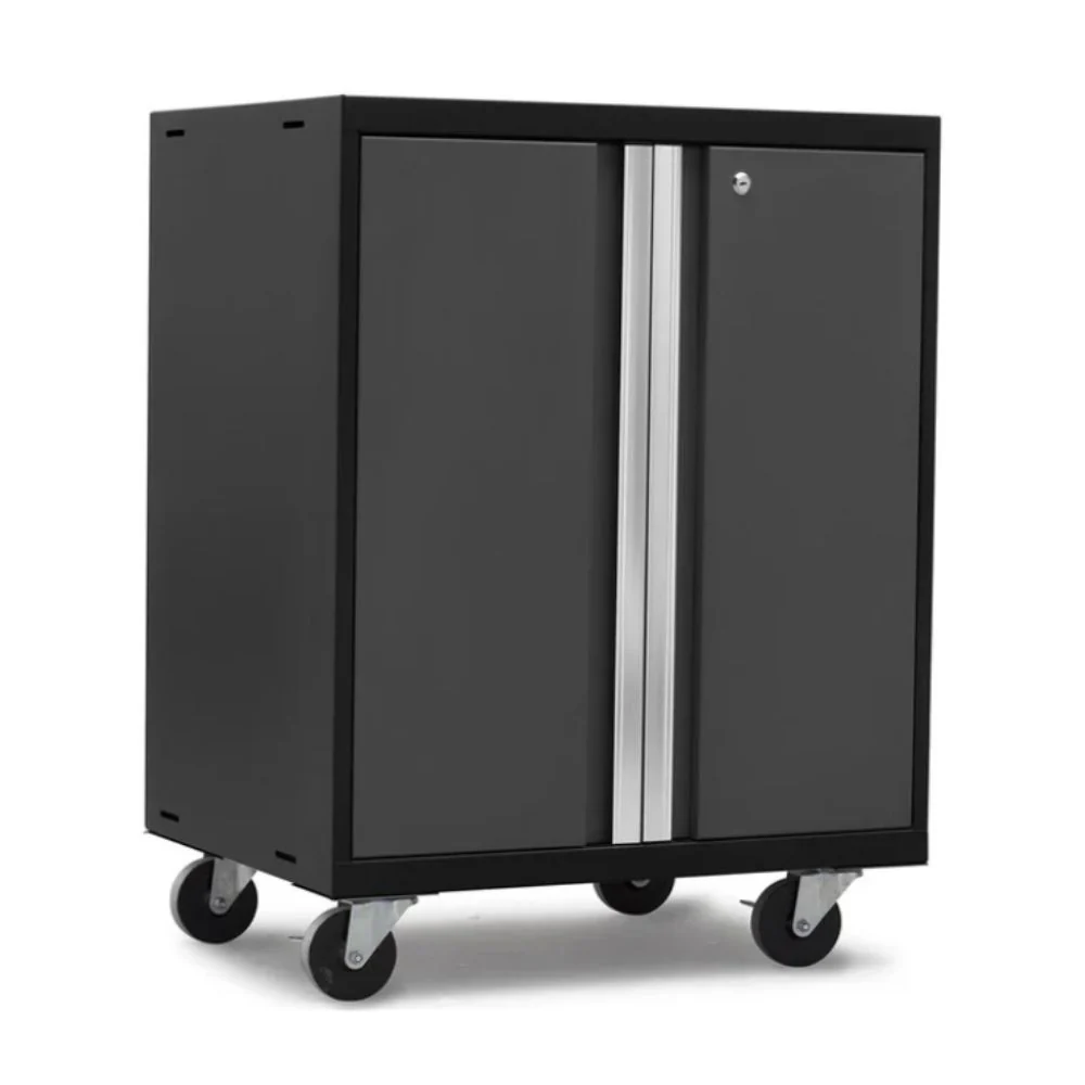 NewAge Products Pro Series 2-Door Base Cabinet - Black Frame with Gray Door | NEW-52002 - Image 2