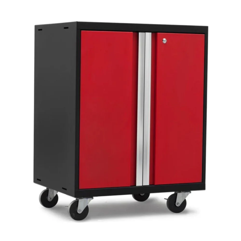 NewAge Products Pro Series 2-Door Base Cabinet - Black Frame with Red Door | NEW-52202 - Image 2