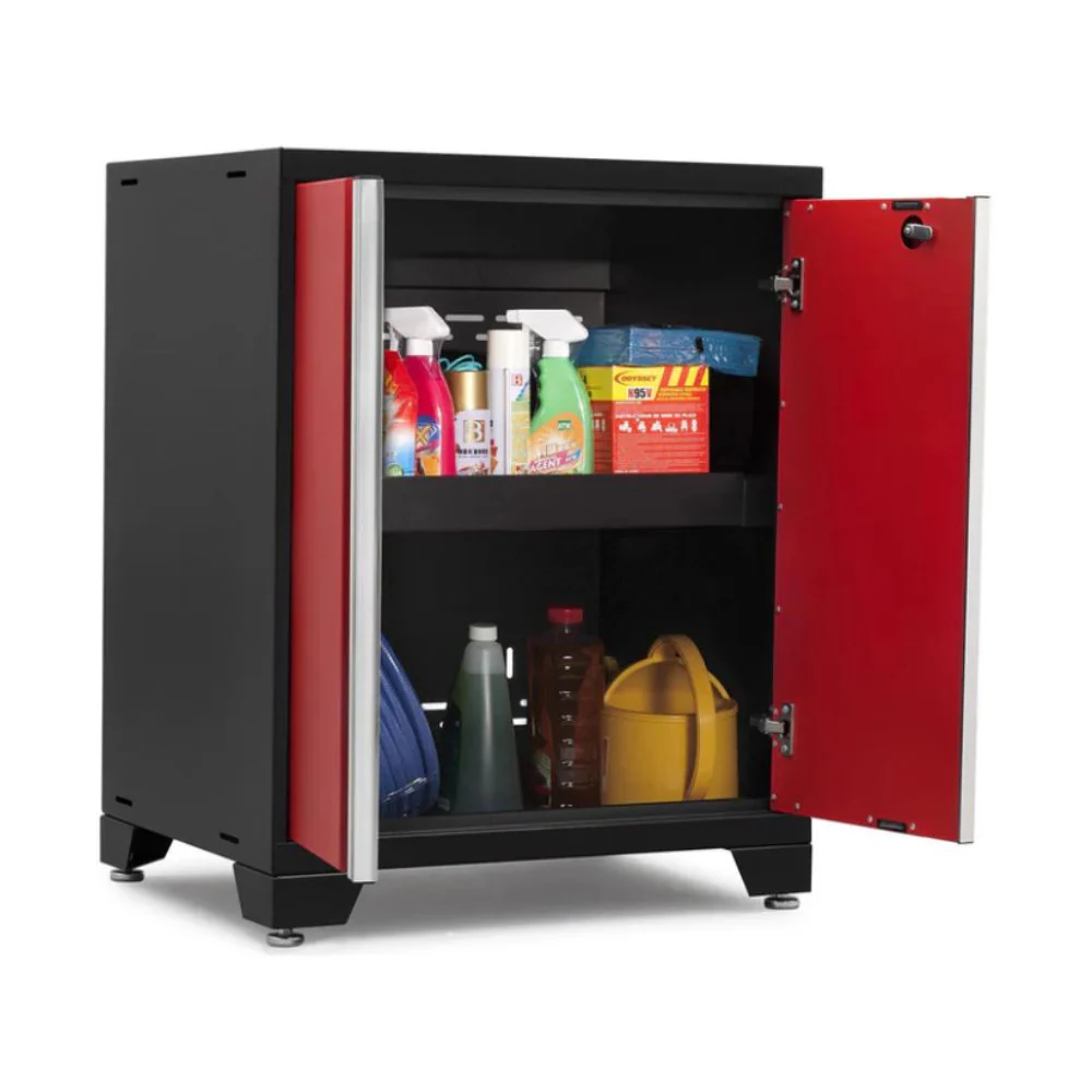 NewAge Products Pro Series 2-Door Base Cabinet - Black Frame with Red Door | NEW-52202 - Image 3