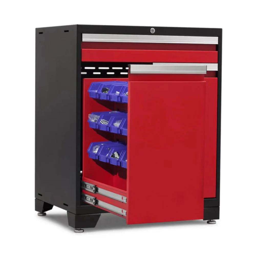 NewAge Products Pro Series Multi-Functional Cabinet - Black Frame with Red Door | NEW-52203 - Image 4
