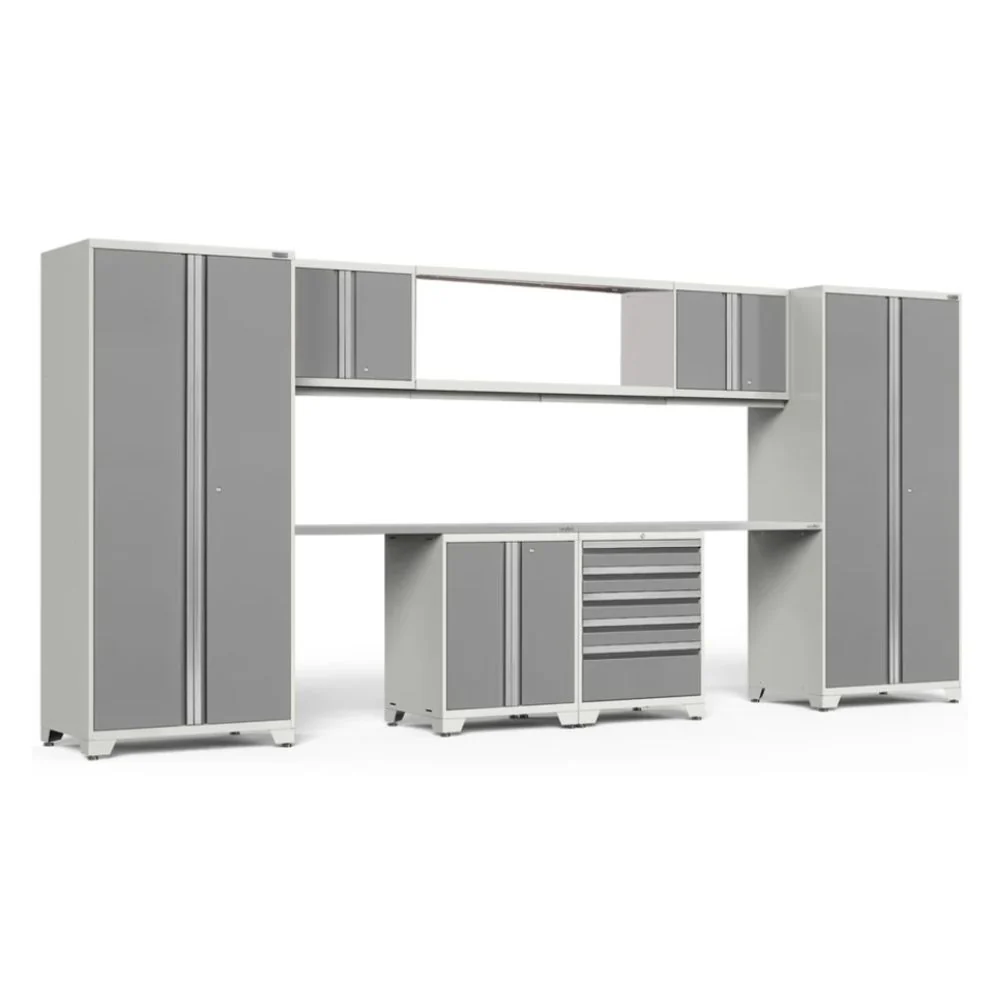 NewAge Products Pro Series 9 Piece Cabinet Set - White Frame/Platinum Door - Image 2