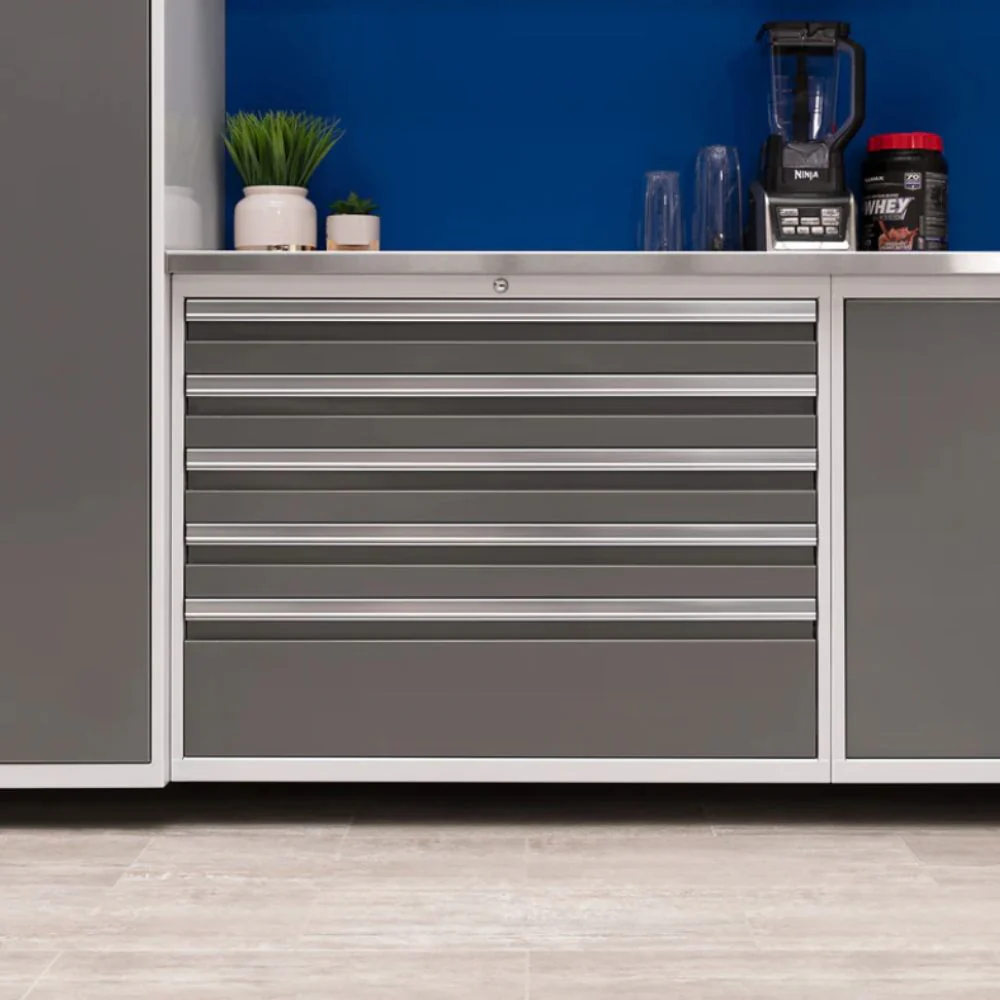 NewAge Products Pro Series 9 Piece Cabinet Set - White Frame/Platinum Door - Image 5