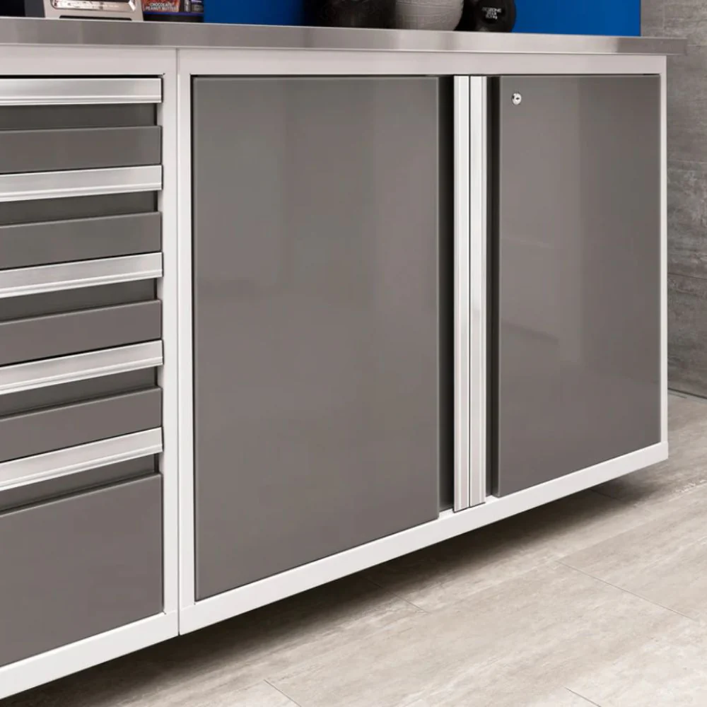 NewAge Products Pro Series 9 Piece Cabinet Set - White Frame/Platinum Door - Image 6