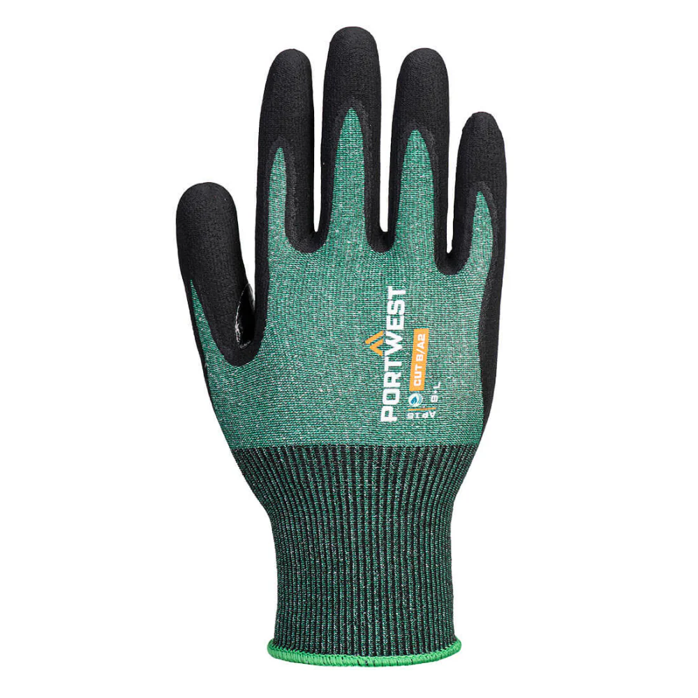 Portwest AP15 SG Cut B18 Nitrile in Green/Black (12 Pairs) - Image 2
