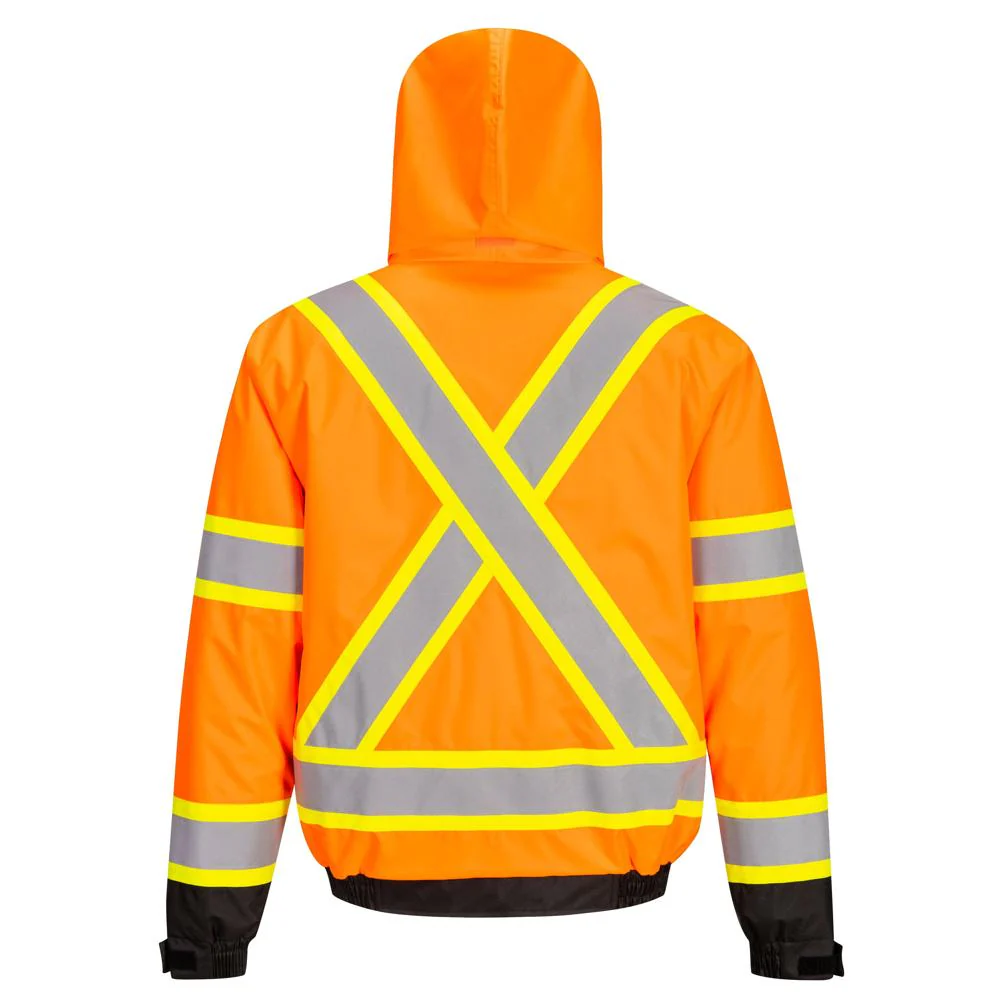 Portwest CA160 - Hi-Vis X Back Contrast Tape Winter Bomber Jacket (Orange/Black) - Image 3