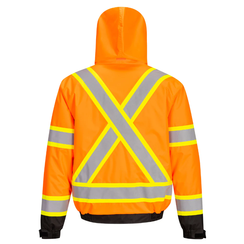 Portwest CA160 - Hi-Vis X Back Contrast Tape Winter Bomber Jacket (Orange/Black) - Image 4