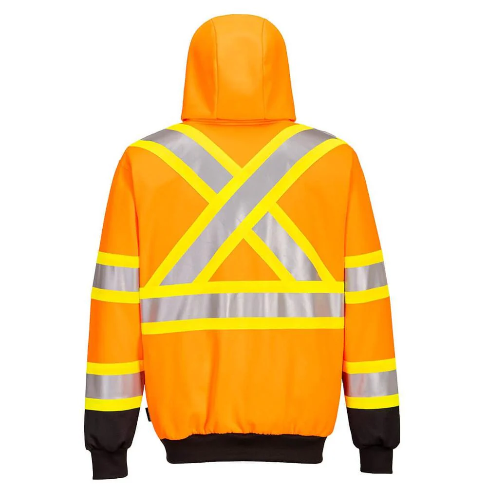 Portwest CA170 - Hi-Vis X Back Contrast Tape Hoodie (Orange) - Image 2