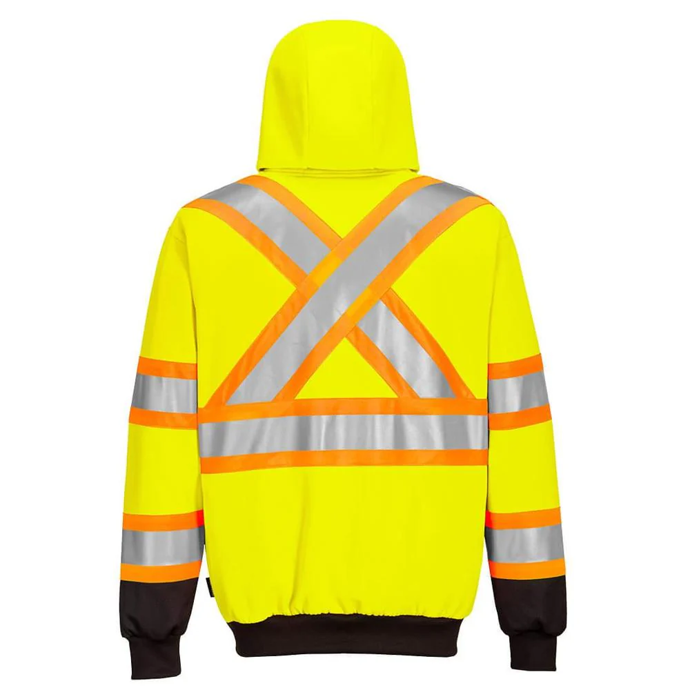 Portwest CA170 - Hi-Vis X Back Contrast Tape Hoodie (Yellow) - Image 2